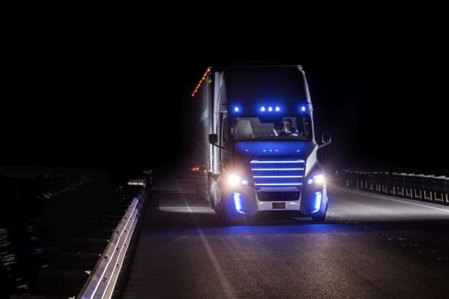 Autonomous vehicle technologies like the ones demonstrated on Freightiner’s Inspiration Truck promise to help make drivers safer and more productive — and give them time to be their own logistics managers. Photo: Freightliner